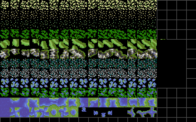 Civilization terrain tile sheet, decoded