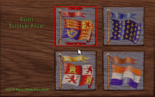 Colonization's Select European Power screen showing four flags